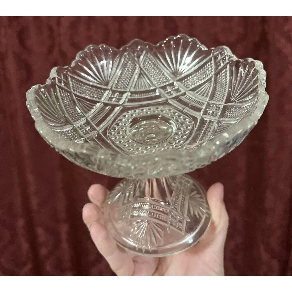 Antique EAPG DUNCAN'S SONS #28 Teepee aka Nemesis Compote 1896 Pressed Glass USA